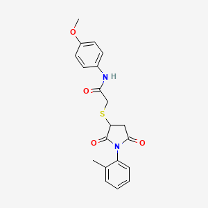molecular formula C20H20N2O4S B4140709 N-(4-methoxyphenyl)-2-[1-(2-methylphenyl)-2,5-dioxopyrrolidin-3-yl]sulfanylacetamide 