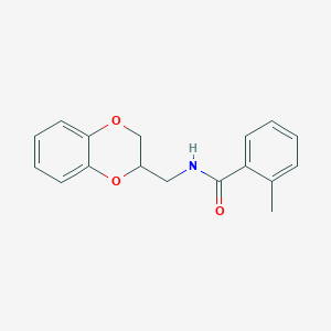 molecular formula C17H17NO3 B4140721 N-(2,3-dihydro-1,4-benzodioxin-3-ylmethyl)-2-methylbenzamide 