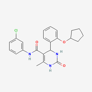 molecular formula C23H24ClN3O3 B4140961 N~5~-(3-CHLOROPHENYL)-4-[2-(CYCLOPENTYLOXY)PHENYL]-6-METHYL-2-OXO-1,2,3,4-TETRAHYDRO-5-PYRIMIDINECARBOXAMIDE 
