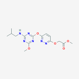 molecular formula C15H20N6O5 B4141013 Methyl 2-[6-[[4-methoxy-6-(2-methylpropylamino)-1,3,5-triazin-2-yl]oxy]pyridazin-3-yl]oxyacetate 