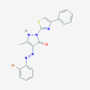 molecular formula C19H14BrN5OS B414102 (4Z)-4-[2-(2-bromophenyl)hydrazinylidene]-5-methyl-2-(4-phenyl-1,3-thiazol-2-yl)-2,4-dihydro-3H-pyrazol-3-one 