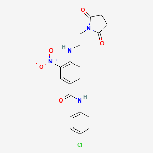 molecular formula C19H17ClN4O5 B4141053 N-(4-chlorophenyl)-4-[2-(2,5-dioxopyrrolidin-1-yl)ethylamino]-3-nitrobenzamide 