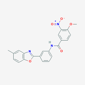 molecular formula C22H17N3O5 B414107 3-nitro-4-methoxy-N-[3-(5-methyl-1,3-benzoxazol-2-yl)phenyl]benzamide 