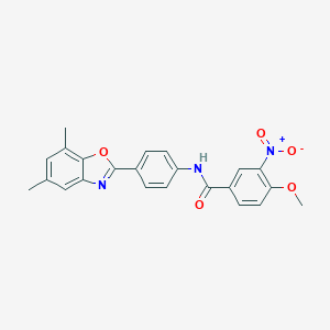 molecular formula C23H19N3O5 B414110 N-[4-(5,7-dimethyl-1,3-benzoxazol-2-yl)phenyl]-4-methoxy-3-nitrobenzamide 