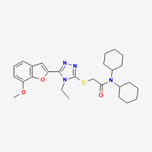 molecular formula C27H36N4O3S B4141112 N,N-dicyclohexyl-2-{[4-ethyl-5-(7-methoxy-1-benzofuran-2-yl)-4H-1,2,4-triazol-3-yl]sulfanyl}acetamide 
