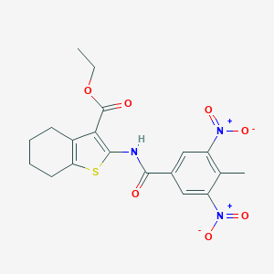 molecular formula C19H19N3O7S B414116 Ethyl 2-({3,5-bisnitro-4-methylbenzoyl}amino)-4,5,6,7-tetrahydro-1-benzothiophene-3-carboxylate 