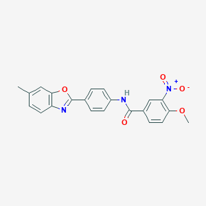 molecular formula C22H17N3O5 B414120 3-nitro-4-methoxy-N-[4-(6-methyl-1,3-benzoxazol-2-yl)phenyl]benzamide 