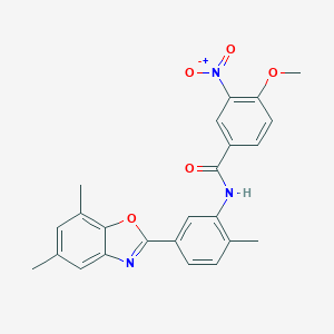 molecular formula C24H21N3O5 B414125 N-[5-(5,7-dimethyl-1,3-benzoxazol-2-yl)-2-methylphenyl]-4-methoxy-3-nitrobenzamide 