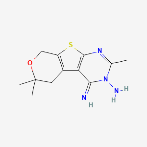 molecular formula C12H16N4OS B4141307 3-imino-5,12,12-trimethyl-11-oxa-8-thia-4,6-diazatricyclo[7.4.0.02,7]trideca-1(9),2(7),5-trien-4-amine 
