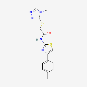molecular formula C15H15N5OS2 B4141357 N-[4-(4-methylphenyl)-1,3-thiazol-2-yl]-2-[(4-methyl-1,2,4-triazol-3-yl)sulfanyl]acetamide 