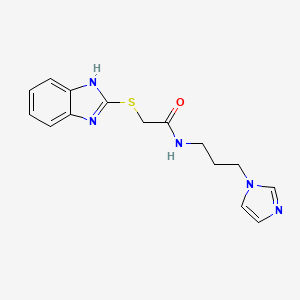 molecular formula C15H17N5OS B4141377 2-(1H-13-BENZODIAZOL-2-YLSULFANYL)-N-[3-(1H-IMIDAZOL-1-YL)PROPYL]ACETAMIDE 