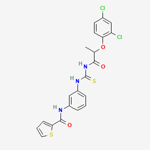 molecular formula C21H17Cl2N3O3S2 B4141384 N-[3-({[2-(2,4-dichlorophenoxy)propanoyl]carbamothioyl}amino)phenyl]thiophene-2-carboxamide 