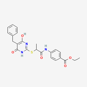 molecular formula C23H23N3O5S B4141466 Ethyl 4-({2-[(5-benzyl-4-hydroxy-6-oxo-1,6-dihydropyrimidin-2-yl)sulfanyl]propanoyl}amino)benzoate 