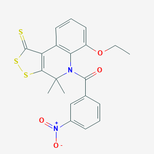 molecular formula C21H18N2O4S3 B414147 6-ethoxy-5-{3-nitrobenzoyl}-4,4-dimethyl-4,5-dihydro-1H-[1,2]dithiolo[3,4-c]quinoline-1-thione CAS No. 330180-62-6