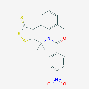 B414152 (4-nitrophenyl)(4,4,6-trimethyl-1-thioxo-1,4-dihydro-5H-[1,2]dithiolo[3,4-c]quinolin-5-yl)methanone CAS No. 330180-20-6