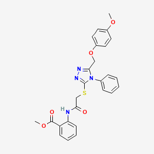 molecular formula C26H24N4O5S B4141687 methyl 2-{[({5-[(4-methoxyphenoxy)methyl]-4-phenyl-4H-1,2,4-triazol-3-yl}sulfanyl)acetyl]amino}benzoate 