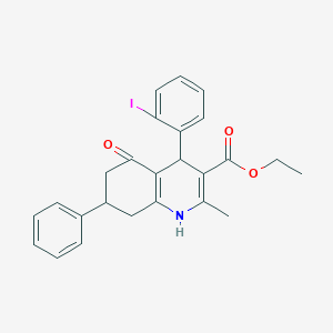 molecular formula C25H24INO3 B414170 ethyl 4-(2-iodophenyl)-2-methyl-5-oxo-7-phenyl-1,4,5,6,7,8-hexahydroquinoline-3-carboxylate 