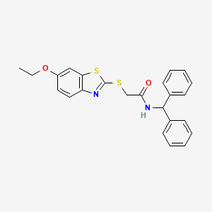 molecular formula C24H22N2O2S2 B4141931 N-(diphenylmethyl)-2-[(6-ethoxy-1,3-benzothiazol-2-yl)sulfanyl]acetamide 