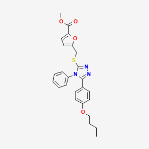 molecular formula C25H25N3O4S B4142015 Methyl 5-[[5-(4-butoxyphenyl)-4-phenyl-1,2,4-triazol-3-yl]sulfanylmethyl]furan-2-carboxylate 