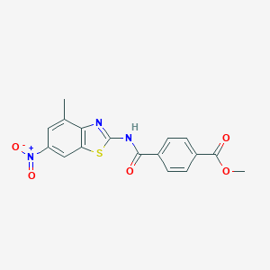 molecular formula C17H13N3O5S B414204 Methyl 4-[(4-methyl-6-nitro-1,3-benzothiazol-2-yl)carbamoyl]benzoate 