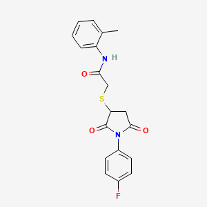 2-{[1-(4-fluorophenyl)-2,5-dioxo-3-pyrrolidinyl]thio}-N-(2-methylphenyl)acetamide