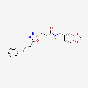 molecular formula C22H23N3O4 B4142367 N-(1,3-benzodioxol-5-ylmethyl)-3-[5-(3-phenylpropyl)-1,3,4-oxadiazol-2-yl]propanamide 