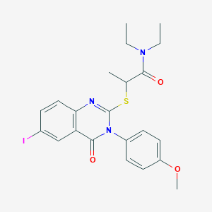 molecular formula C22H24IN3O3S B4142387 N,N-diethyl-2-{[6-iodo-3-(4-methoxyphenyl)-4-oxo-3,4-dihydro-2-quinazolinyl]thio}propanamide 