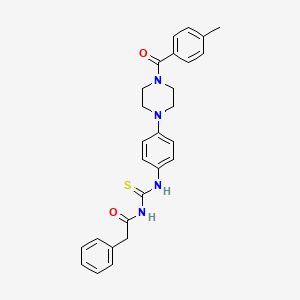 molecular formula C27H28N4O2S B4142433 N-[(4-{4-[(4-methylphenyl)carbonyl]piperazin-1-yl}phenyl)carbamothioyl]-2-phenylacetamide 