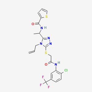 molecular formula C21H19ClF3N5O2S2 B4142531 N-(1-{4-allyl-5-[(2-{[2-chloro-5-(trifluoromethyl)phenyl]amino}-2-oxoethyl)thio]-4H-1,2,4-triazol-3-yl}ethyl)-2-thiophenecarboxamide 