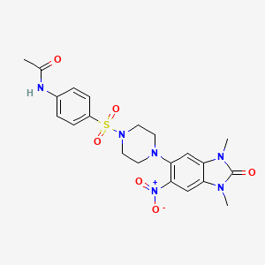 molecular formula C21H24N6O6S B4142576 N-(4-{[4-(1,3-dimethyl-6-nitro-2-oxo-2,3-dihydro-1H-benzimidazol-5-yl)-1-piperazinyl]sulfonyl}phenyl)acetamide 