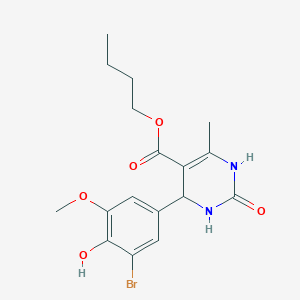 molecular formula C17H21BrN2O5 B414272 butyl 4-(3-bromo-4-hydroxy-5-methoxyphenyl)-6-methyl-2-oxo-1,2,3,4-tetrahydro-5-pyrimidinecarboxylate 