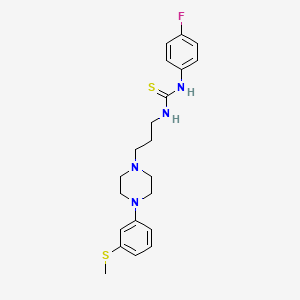 molecular formula C21H27FN4S2 B4142824 N-(4-fluorophenyl)-N'-(3-{4-[3-(methylthio)phenyl]-1-piperazinyl}propyl)thiourea 