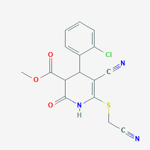molecular formula C16H12ClN3O3S B4142840 methyl 4-(2-chlorophenyl)-5-cyano-6-(cyanomethylsulfanyl)-2-oxo-3,4-dihydro-1H-pyridine-3-carboxylate 