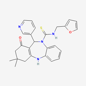 molecular formula C26H26N4O2S B4142963 N-(furan-2-ylmethyl)-3,3-dimethyl-1-oxo-11-(pyridin-3-yl)-1,2,3,4,5,11-hexahydro-10H-dibenzo[b,e][1,4]diazepine-10-carbothioamide 