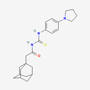 molecular formula C23H31N3OS B4143158 N-{[4-(pyrrolidin-1-yl)phenyl]carbamothioyl}-2-(tricyclo[3.3.1.1~3,7~]dec-1-yl)acetamide 