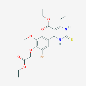 molecular formula C21H27BrN2O6S B4143256 ethyl 4-[3-bromo-4-(2-ethoxy-2-oxoethoxy)-5-methoxyphenyl]-6-propyl-2-thioxo-1,2,3,4-tetrahydro-5-pyrimidinecarboxylate 