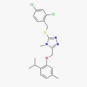 molecular formula C21H23Cl2N3OS B4143457 3-[(2,4-dichlorobenzyl)thio]-5-[(2-isopropyl-5-methylphenoxy)methyl]-4-methyl-4H-1,2,4-triazole 