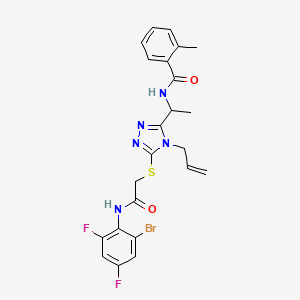 molecular formula C23H22BrF2N5O2S B4143519 N-{1-[4-allyl-5-({2-[(2-bromo-4,6-difluorophenyl)amino]-2-oxoethyl}thio)-4H-1,2,4-triazol-3-yl]ethyl}-2-methylbenzamide 