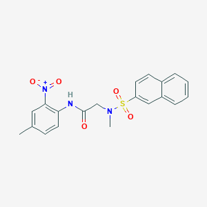 molecular formula C20H19N3O5S B4143797 N~2~-methyl-N~1~-(4-methyl-2-nitrophenyl)-N~2~-(2-naphthylsulfonyl)glycinamide 