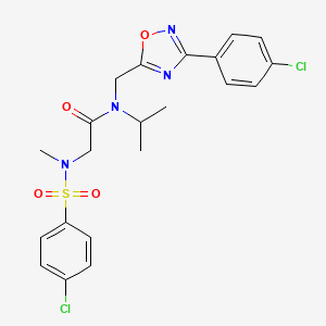 molecular formula C21H22Cl2N4O4S B4144227 N~1~-{[3-(4-chlorophenyl)-1,2,4-oxadiazol-5-yl]methyl}-N~2~-[(4-chlorophenyl)sulfonyl]-N~1~-isopropyl-N~2~-methylglycinamide 
