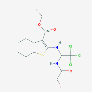 molecular formula C15H18Cl3FN2O3S B414429 Ethyl 2-({2,2,2-trichloro-1-[(fluoroacetyl)amino]ethyl}amino)-4,5,6,7-tetrahydro-1-benzothiophene-3-carboxylate 