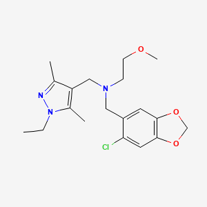 molecular formula C19H26ClN3O3 B4144309 N-[(6-chloro-1,3-benzodioxol-5-yl)methyl]-N-[(1-ethyl-3,5-dimethyl-1H-pyrazol-4-yl)methyl]-2-methoxyethanamine 