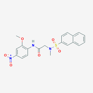 molecular formula C20H19N3O6S B4144745 N-(2-methoxy-4-nitrophenyl)-2-[methyl(naphthalen-2-ylsulfonyl)amino]acetamide 