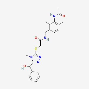 molecular formula C23H27N5O3S B4144857 N-[3-(acetylamino)-2,4-dimethylbenzyl]-2-({5-[hydroxy(phenyl)methyl]-4-methyl-4H-1,2,4-triazol-3-yl}thio)acetamide 