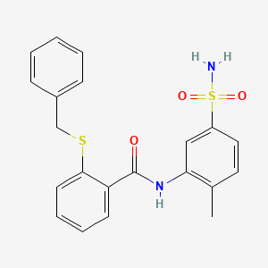 molecular formula C21H20N2O3S2 B4145011 N-[5-(aminosulfonyl)-2-methylphenyl]-2-(benzylthio)benzamide 