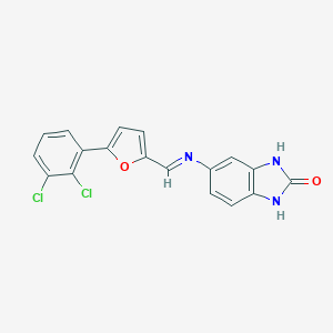 molecular formula C18H11Cl2N3O2 B414528 5-({[5-(2,3-dichlorophenyl)-2-furyl]methylene}amino)-1,3-dihydro-2H-benzimidazol-2-one 