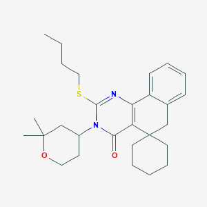 molecular formula C28H38N2O2S B414566 2-butylsulfanyl-3-(2,2-dimethyloxan-4-yl)spiro[6H-benzo[h]quinazoline-5,1'-cyclohexane]-4-one CAS No. 331837-29-7