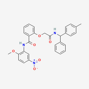 molecular formula C30H27N3O6 B4145770 N-(2-methoxy-5-nitrophenyl)-2-(2-{[(4-methylphenyl)(phenyl)methyl]amino}-2-oxoethoxy)benzamide 