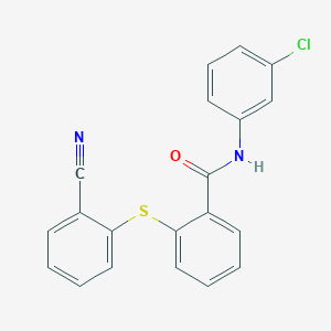 molecular formula C20H13ClN2OS B4145906 N-(3-chlorophenyl)-2-[(2-cyanophenyl)thio]benzamide 