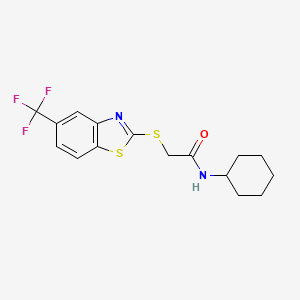 molecular formula C16H17F3N2OS2 B4145940 N-cyclohexyl-2-{[5-(trifluoromethyl)-1,3-benzothiazol-2-yl]thio}acetamide 